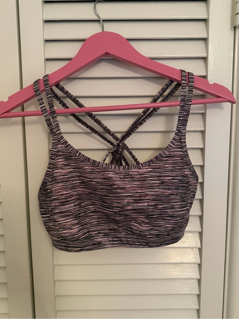 Ideology Pink and Black Space-Dye Crisscross Sports Bra